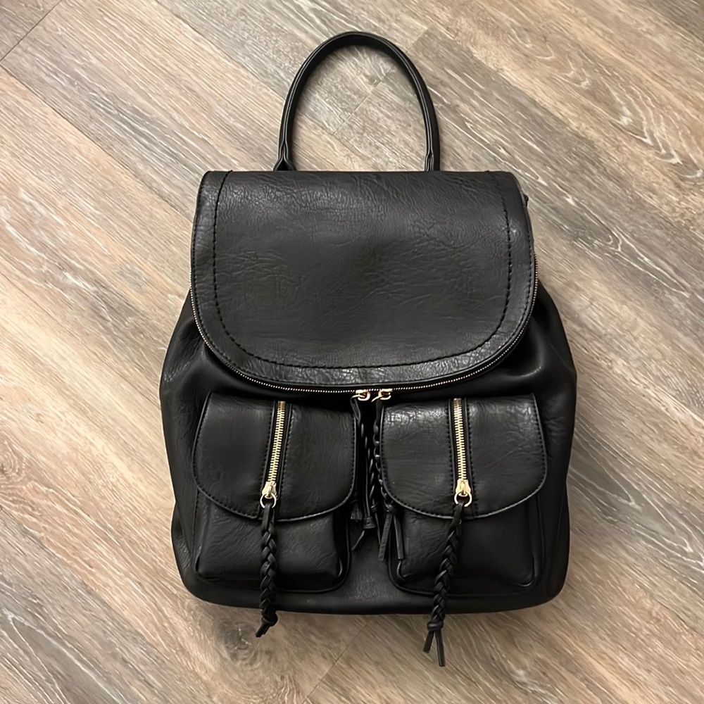 FREE SHIPPING Sole Society Black Faux Leather Backpack